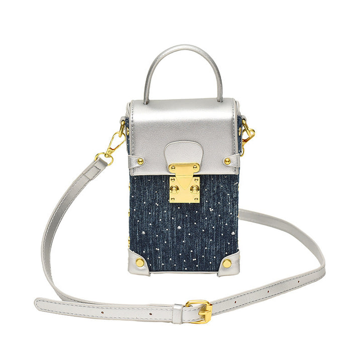 Damen Mini Bag mit Metallic-Oberfläche und Jeans-Akzenten Nord Taschen