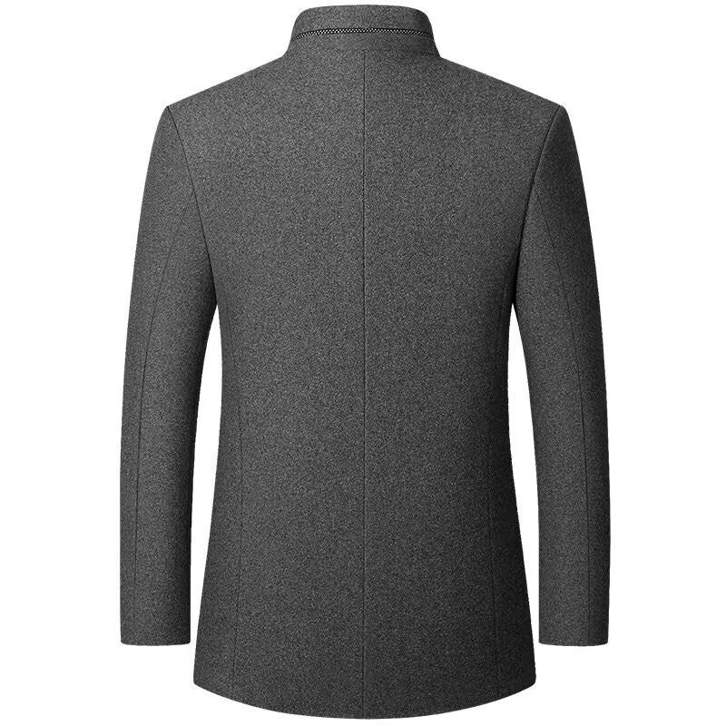 Herren Wollmisch-Mantel mit Stehkragen, gesteppter Thermoisolierung und verdeckter Knopfleiste Nord Taschen