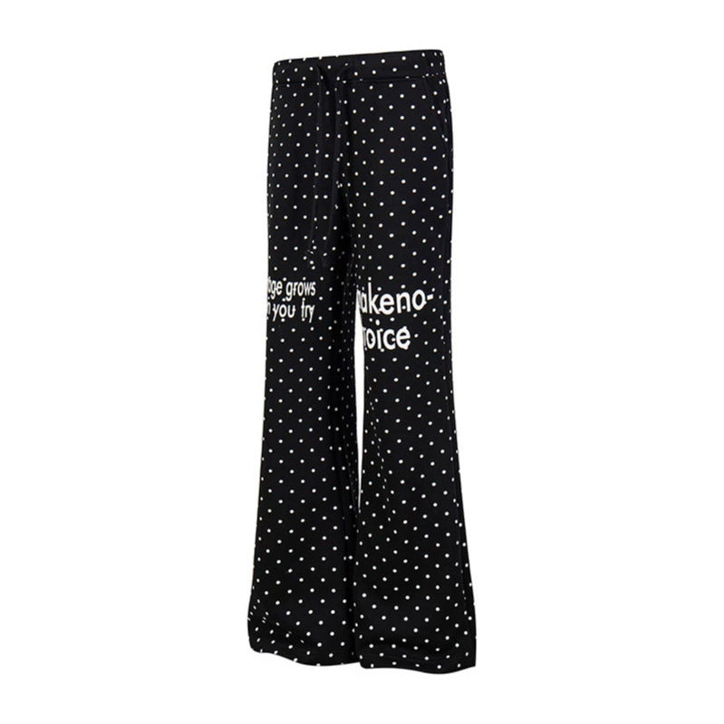 Damen Weite Lounge-Hose mit Kordelzug, ausgestelltem Bein und Statement-Print Nord Taschen