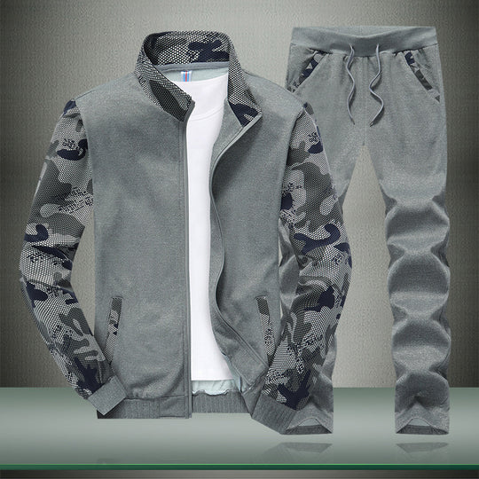 Herren Sportives Trainingsanzug-Set aus Funktionssoftshell mit Camouflage-Ärmeln und regulierbarer Joggerhose Nord Taschen