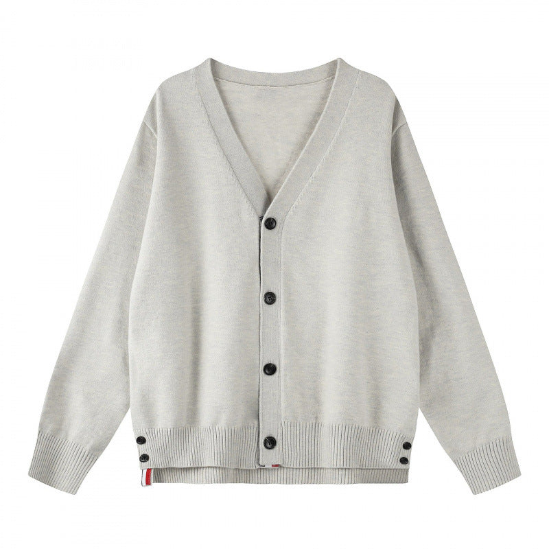 Unisex Oversize V‑Neck Strickcardigan mit Knopfleiste und Seitendruckknöpfen Nord Taschen