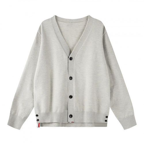 Unisex Oversize V‑Neck Strickcardigan mit Knopfleiste und Seitendruckknöpfen Nord Taschen