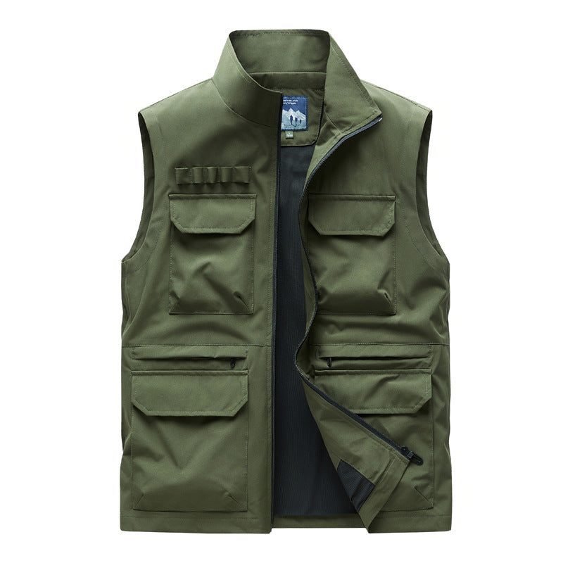 Herren Outdoor-Utilityweste mit acht Multifunktionstaschen, robustem Baumwollmix und Windschutzkragen Nord Taschen