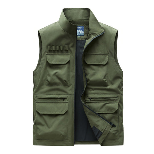 Herren Outdoor-Utilityweste mit acht Multifunktionstaschen, robustem Baumwollmix und Windschutzkragen Nord Taschen