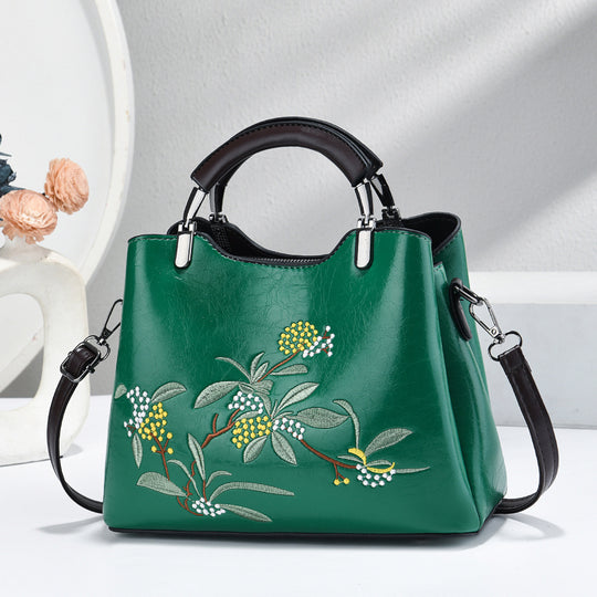 Damen Handtasche mit floraler Stickerei und abnehmbaren Schulterriemen Nord Taschen