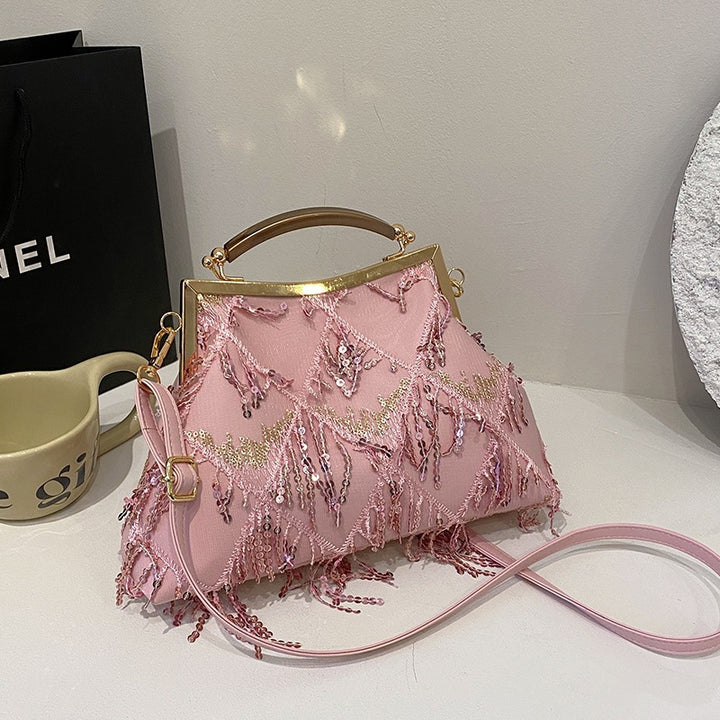 Damen Glamouröse Handtasche mit Fransen und Strass Nord Taschen
