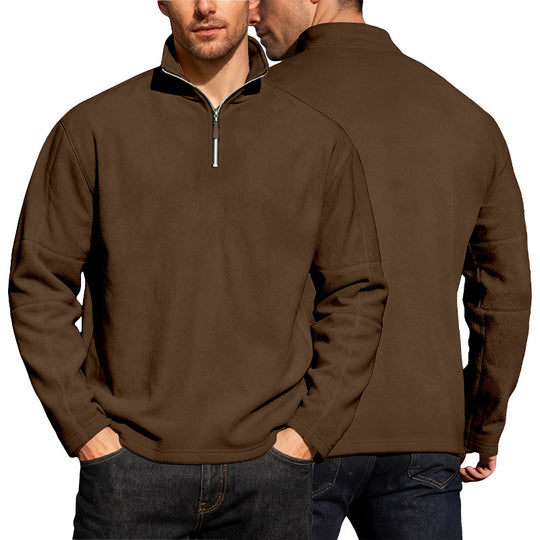 Herren Thermo-Fleece-Halbzip-Pullover mit Stehkragen Nord Taschen