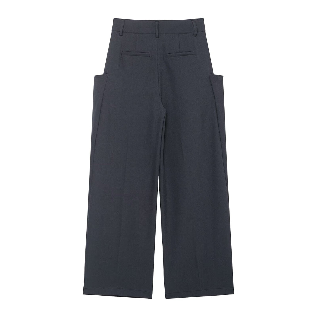 Damen Weite Culotte‑Hose mit hoher Taille und großen aufgesetzten Taschen Nord Taschen