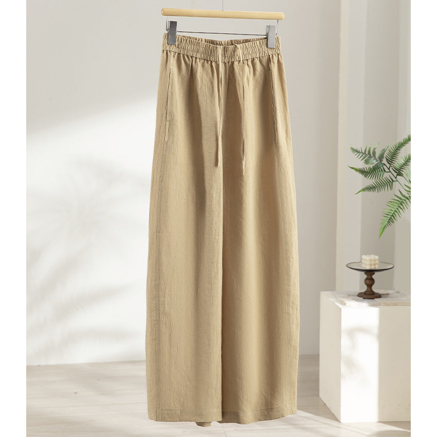 Damen Weite Leinen‑Optik Palazzohose mit elastischem Bund und fließender Silhouette Nord Taschen