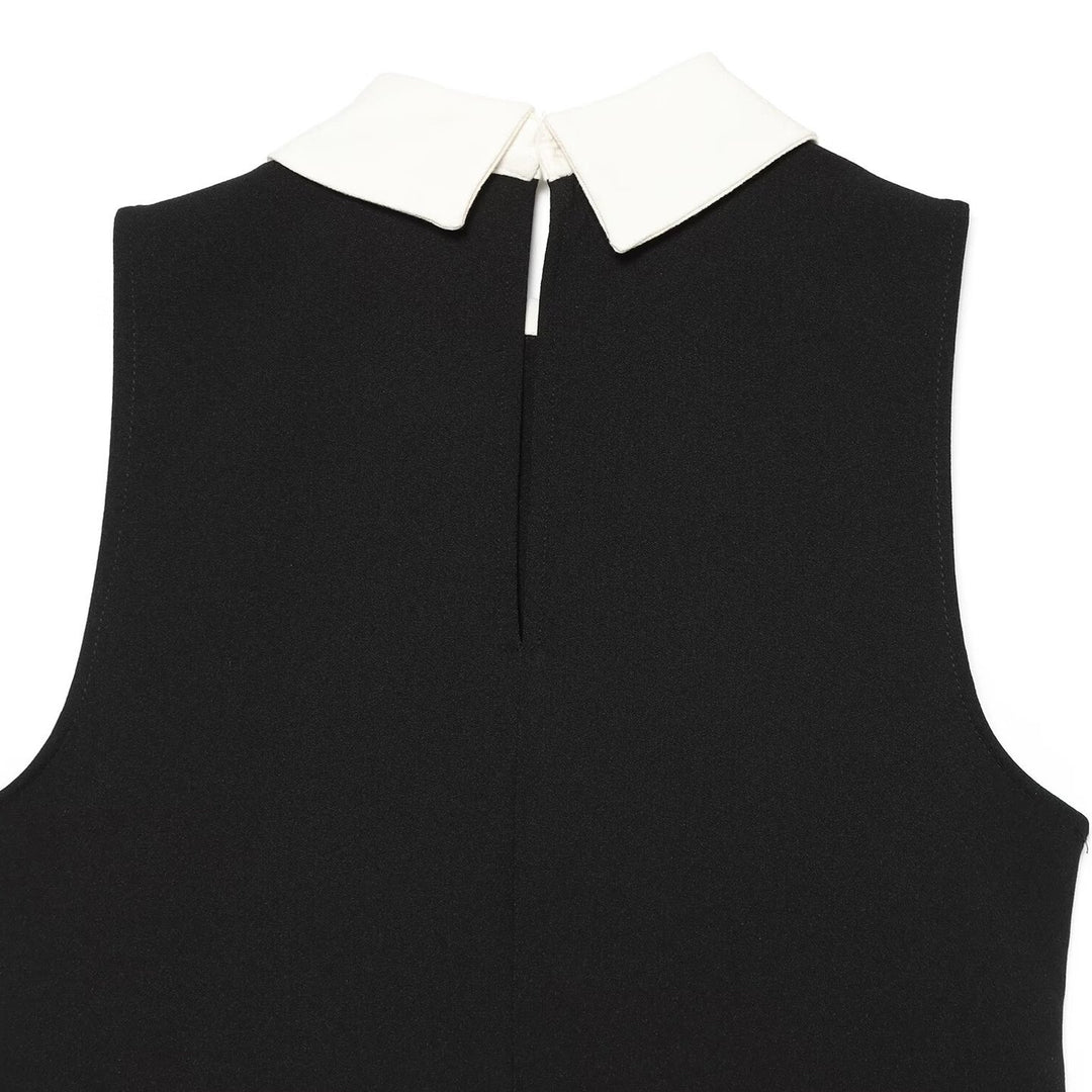 Damen Ärmelloses A‑Linien‑Minikleid mit kontrastierendem Hemdkragen und dekorativen Zierknopfleisten Nord Taschen