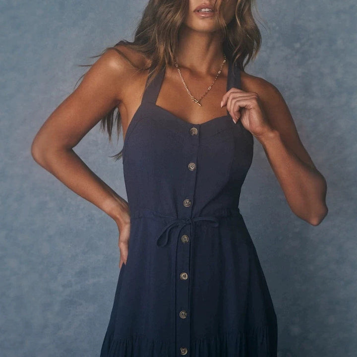 Damen Maxikleid mit nostalgischem Knopfverschluss und verstellbaren Trägern Nord Taschen