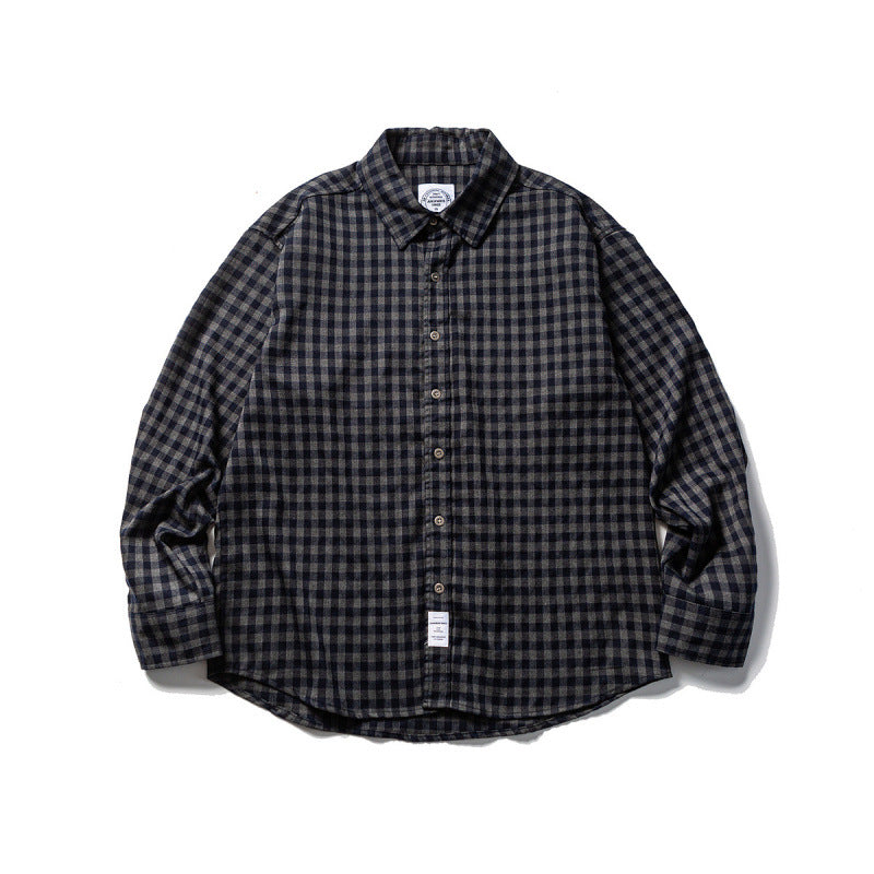 Unisex Oversize-Karo-Flanellhemd mit Hemdkragen, Button-Front und abgerundetem Saum Nord Taschen