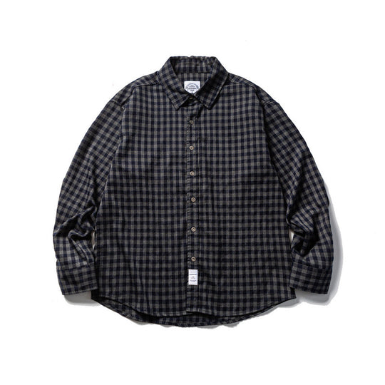 Unisex Oversize-Karo-Flanellhemd mit Hemdkragen, Button-Front und abgerundetem Saum Nord Taschen