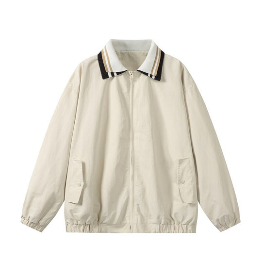 Herren Leichte Harrington‑Style Bomberjacke mit gestreiftem Rippkragen und Druckknopf‑Taschen Nord Taschen