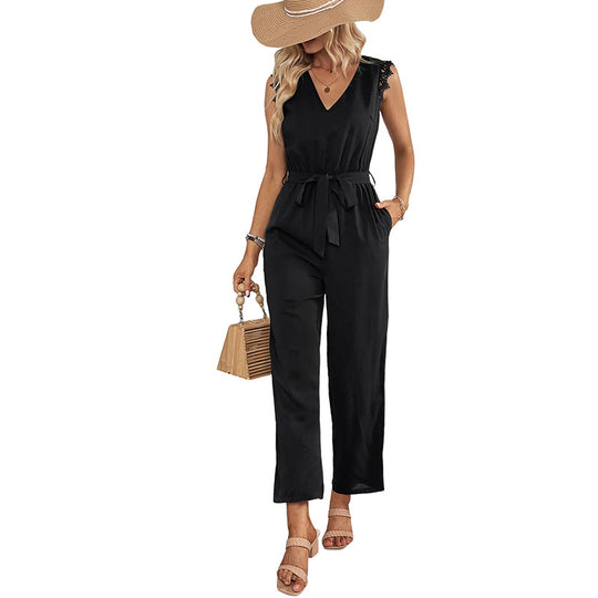 Damen Eleganter Jumpsuit mit Spitzendetails Nord Taschen
