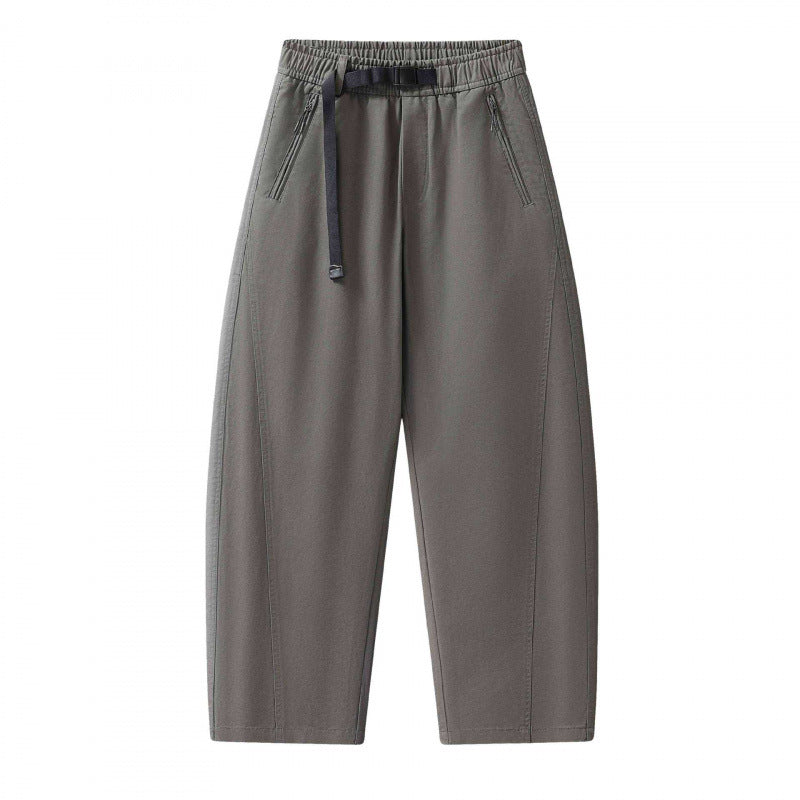 Unisex Weite knöchellange Cargo-Hose im Relaxed-Fit mit elastischem Tunnelzugbund und Reißverschlusstaschen Nord Taschen