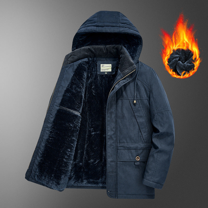 Herren gefütterter Kapuzenparka mit Thermo-Teddyfutter, winddichter Baumwollmix-Außenschale und Mehrfachtaschen Nord Taschen