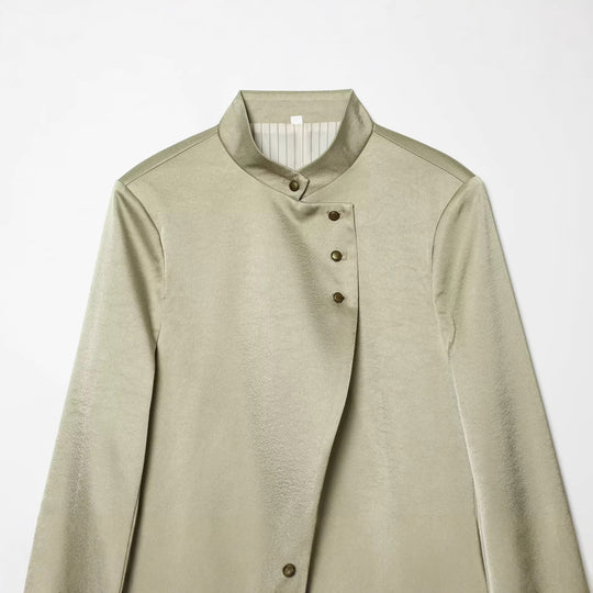 Damen Asymmetrischer Cape-Mantel mit Stehkragen und Zierknopfleiste Nord Taschen