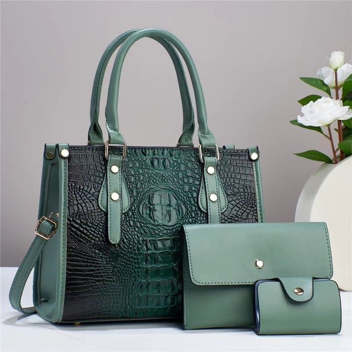 Damen elegante Handtasche im edlen Krokodil-Design mit abnehmbarer Clutch und praktischer Geldbörse Nord Taschen