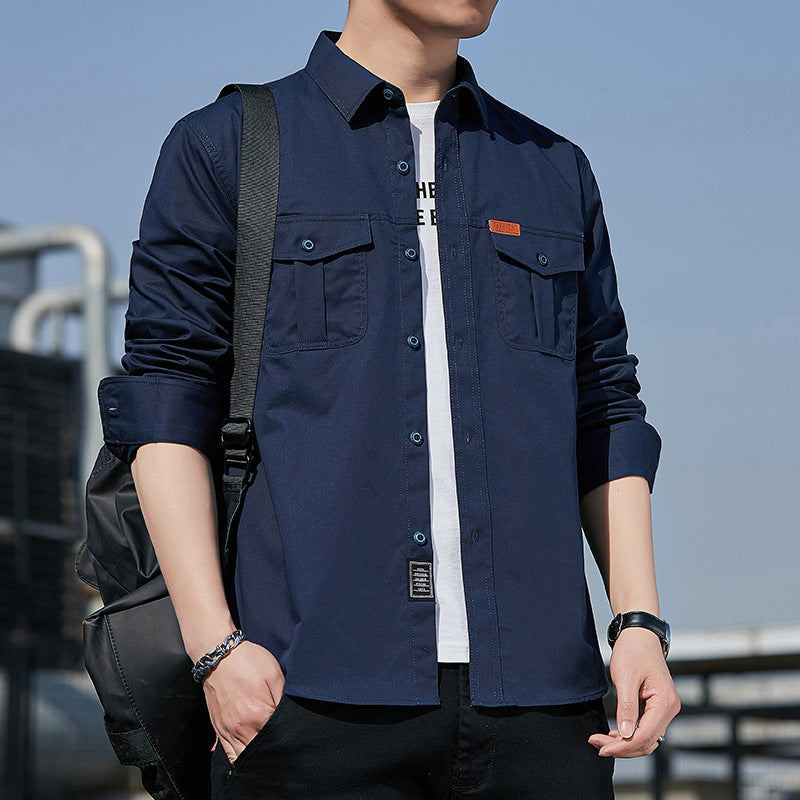 Herren leichtes Utility-Overshirt aus Baumwoll-Canvas mit Brustpattentaschen Nord Taschen