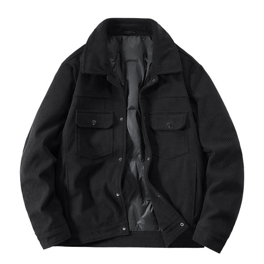 Herren Gerippte Cord-Overshirtjacke mit gesteppter Innenfütterung und Brustklappen Nord Taschen