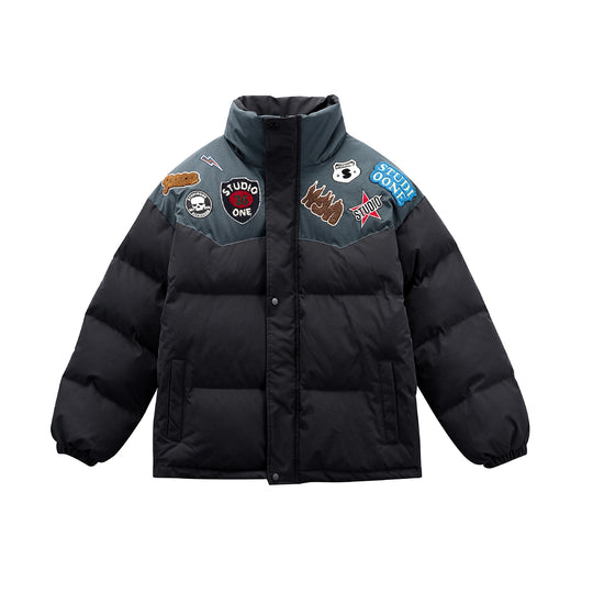 Unisex Wattierte Pufferjacke mit gestickten Patch‑Applikationen Nord Taschen