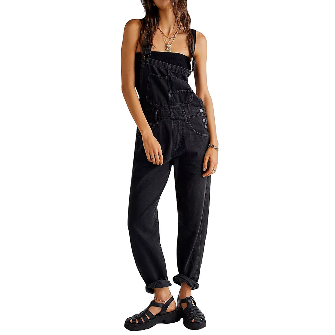 Damen lässige Denim-Latzhose mit praktischen Taschen und verstellbarem Bund Nord Taschen