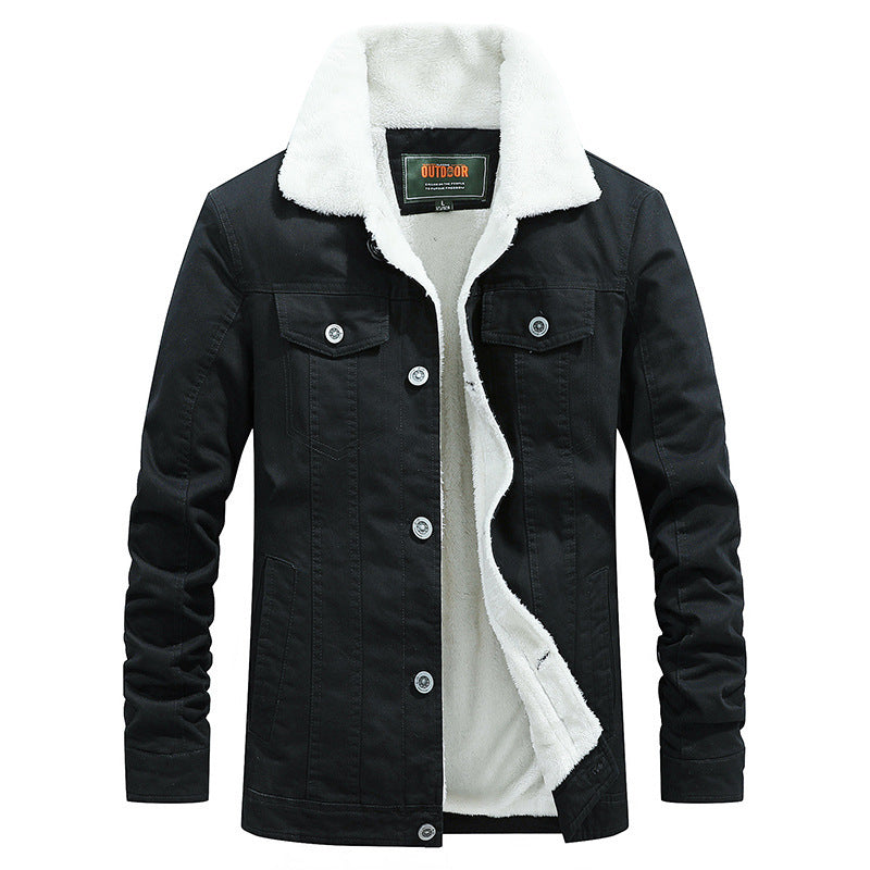 Herren Canvas-Truckerjacke mit wärmender Teddyfleece-Innenfütterung und klassischem Hemdkragen Nord Taschen
