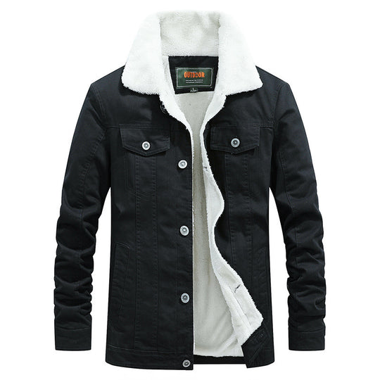 Herren Canvas-Truckerjacke mit wärmender Teddyfleece-Innenfütterung und klassischem Hemdkragen Nord Taschen