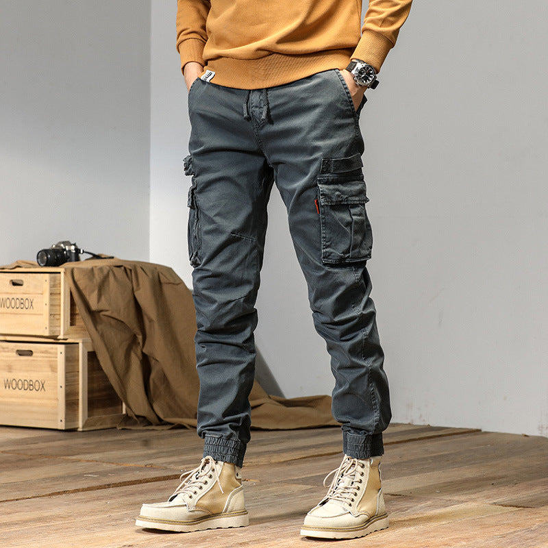 Herren Schmale Utility-Cargojogger aus Ripstop mit Elastikbund, Kordelzug und Mehrfachtaschen Nord Taschen
