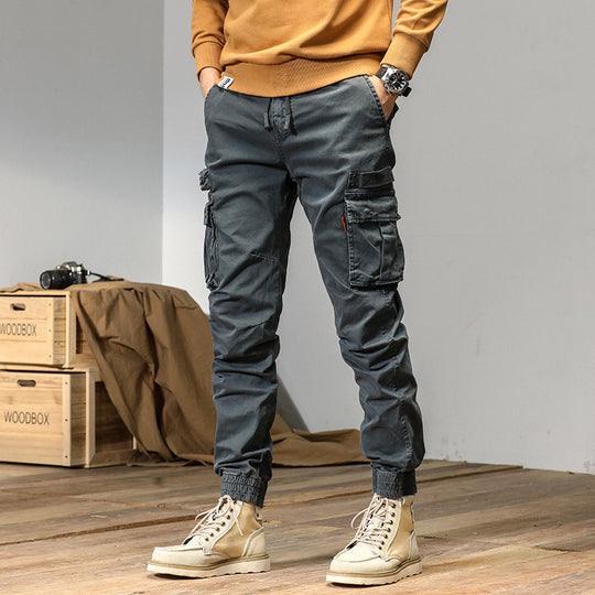 Herren Schmale Utility-Cargojogger aus Ripstop mit Elastikbund, Kordelzug und Mehrfachtaschen Nord Taschen
