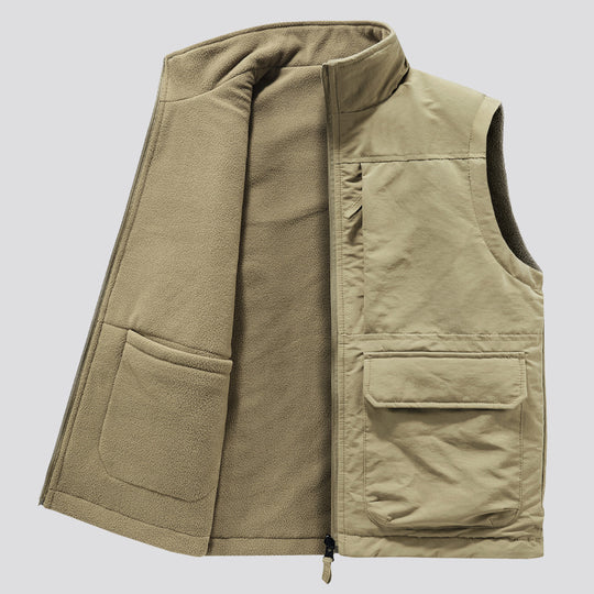 Herren Outdoor-Utilityweste mit Fleece-Innenlage, hohem Stehkragen und Frontklappentaschen Nord Taschen