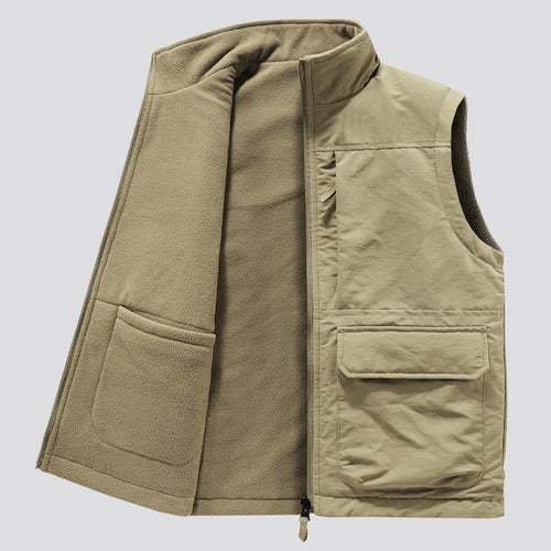 Herren Outdoor-Utilityweste mit Fleece-Innenlage, hohem Stehkragen und Frontklappentaschen Nord Taschen
