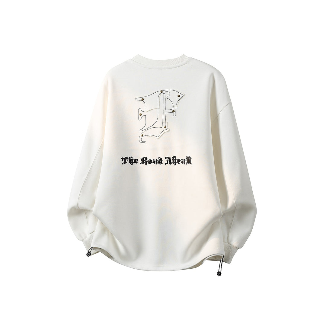 Damen Oversize-Sweatshirt mit gesticktem Schriftzug, abgerundetem Saum & überschnittener Schulter Nord Taschen