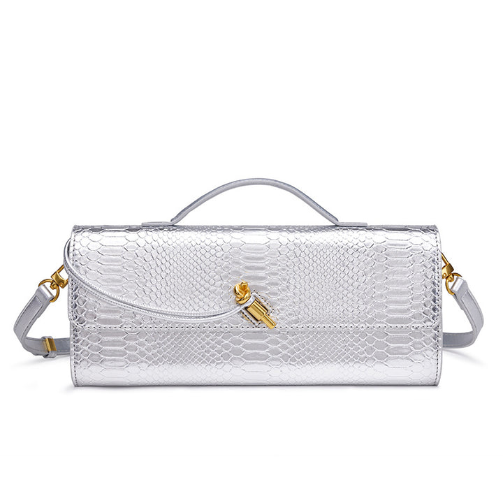 Damen Clutch mit schimmerndem Schlangenhautmuster Nord Taschen