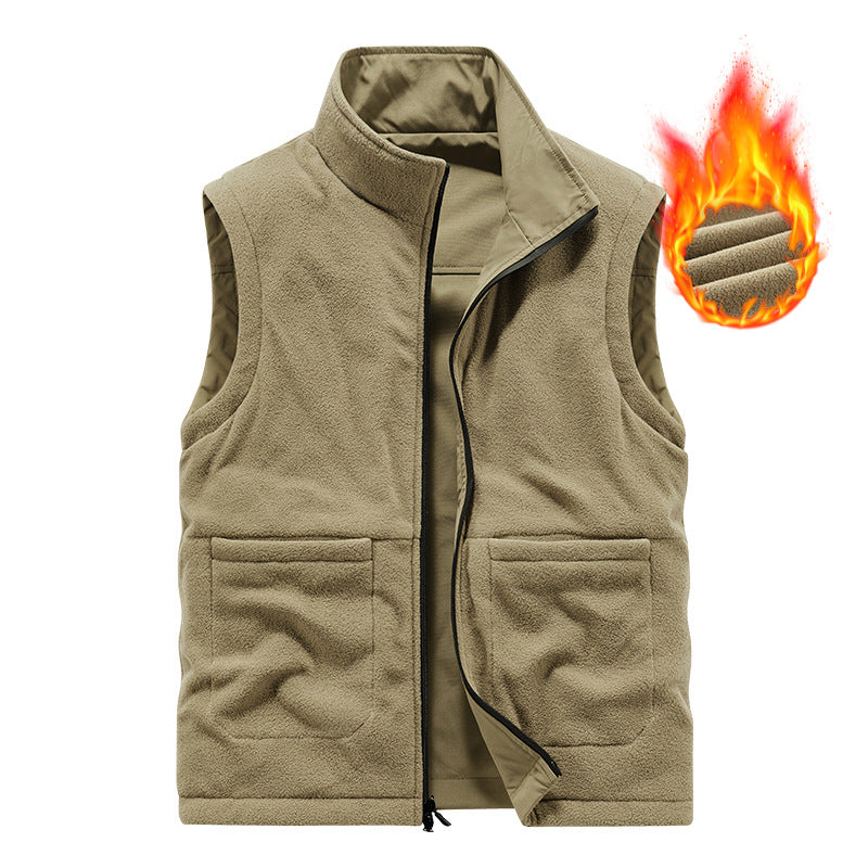 Herren Thermo-Fleeceweste mit weichem Teddyfleece, Stehkragen und Fronttaschen Nord Taschen
