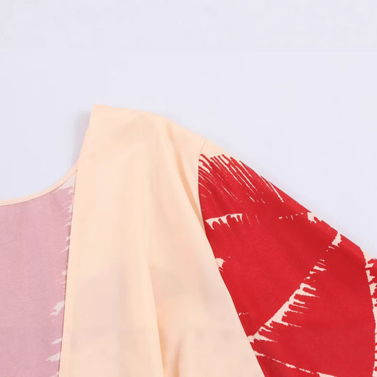 Damen Midikleid im Kimono‑Stil mit weitem Glockenärmel und tropischem Palmendruck Nord Taschen
