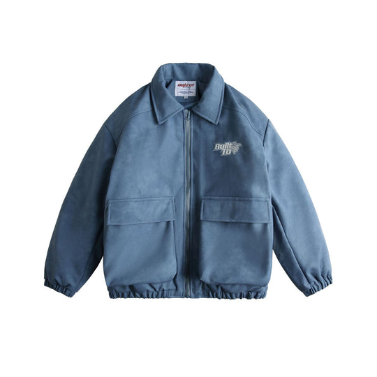 Herren Boxy Suede-Optik Blousonjacke mit aufgesetzten Pattentaschen Nord Taschen