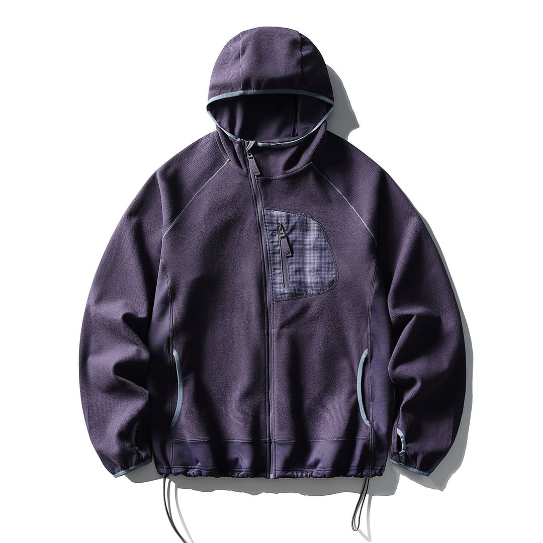 Unisex Leichte Tech-Fleece Kapuzenjacke mit Frontreißverschluss, Brust-Zip-Tasche und Kordelzugsaum Nord Taschen