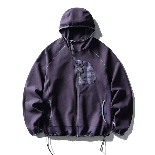 Unisex Leichte Tech-Fleece Kapuzenjacke mit Frontreißverschluss, Brust-Zip-Tasche und Kordelzugsaum Nord Taschen