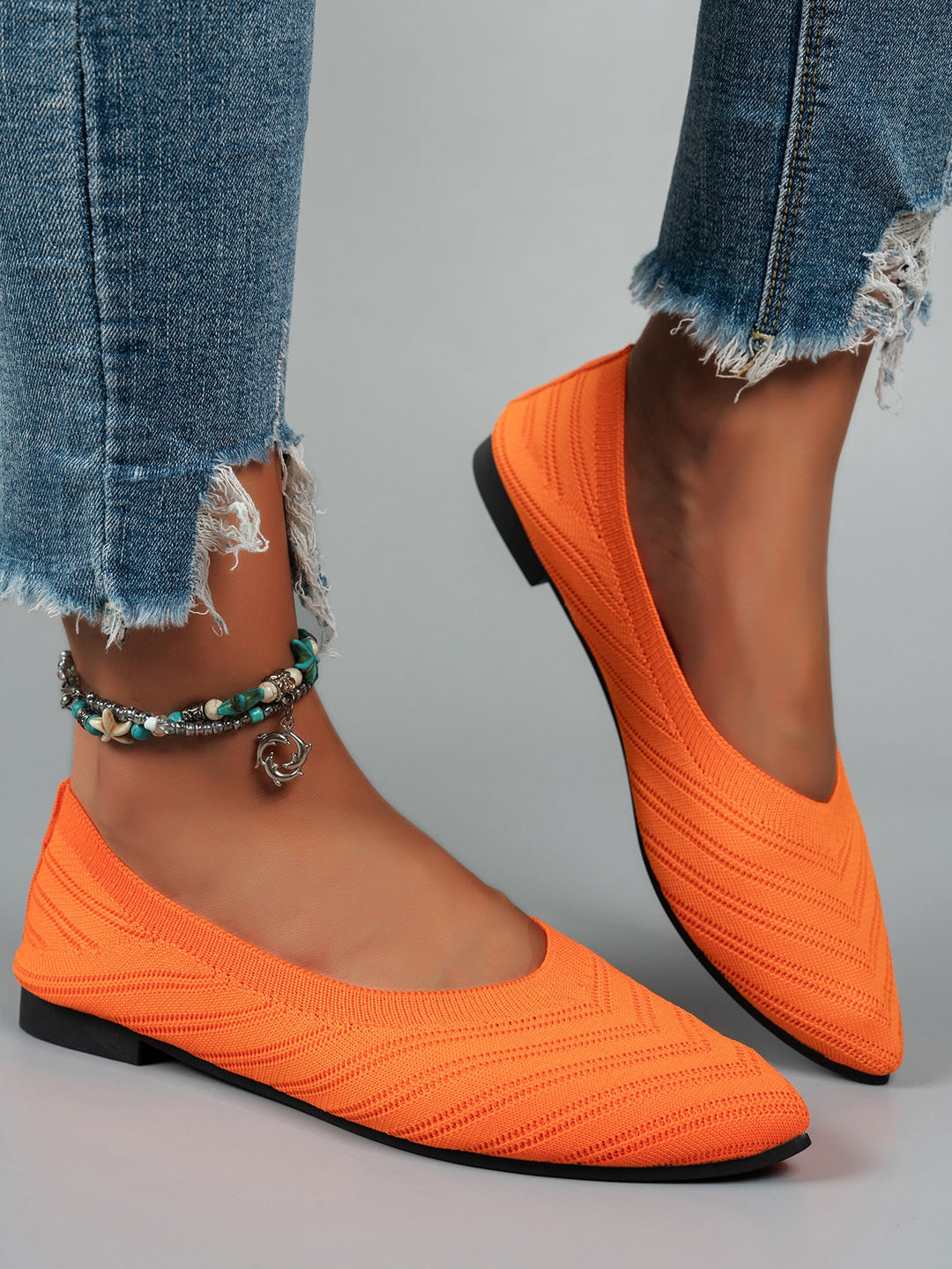 Damen elegante Ballerinas aus atmungsaktivem Strickmaterial - Arvani