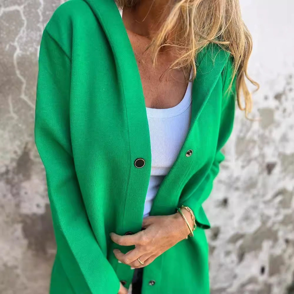 Damen Kapuzen‑Mantel mit Druckknöpfen und Oversize‑Silhouette Nord Taschen