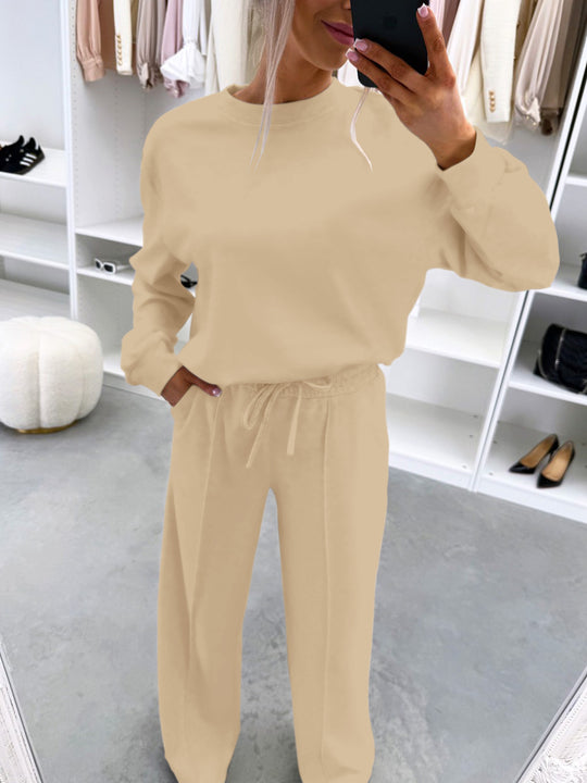 Damen Casual-Loungewear-Set mit Oversize-Batwing-Pullover und weitem Jersey-Hosenbein Nord Taschen