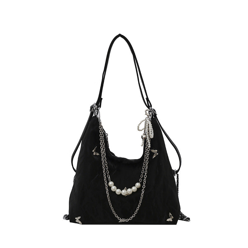 Damen Schultertasche mit modischen Ketten- und Perlendetails | Nord Taschen