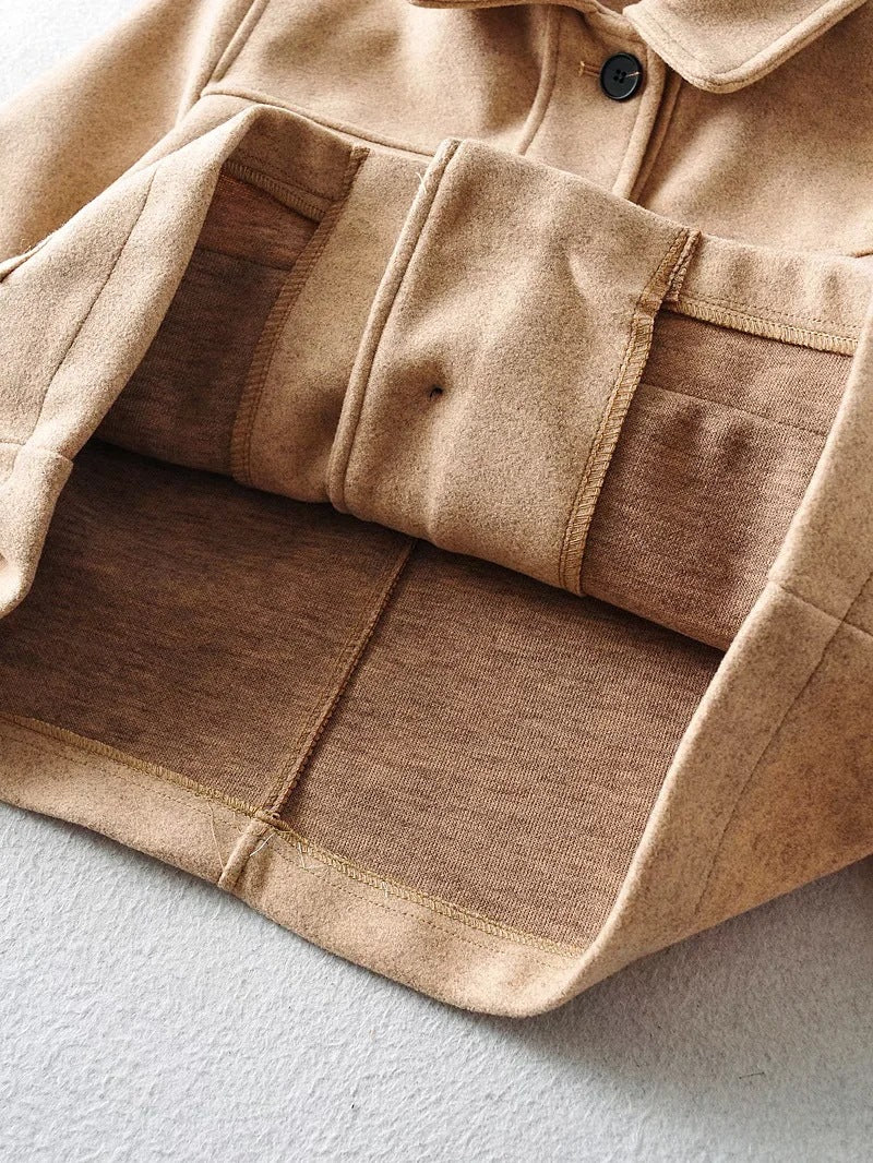 Damen Kurze Wollmix-Übergangsjacke mit aufgesetzten Pattentaschen Nord Taschen