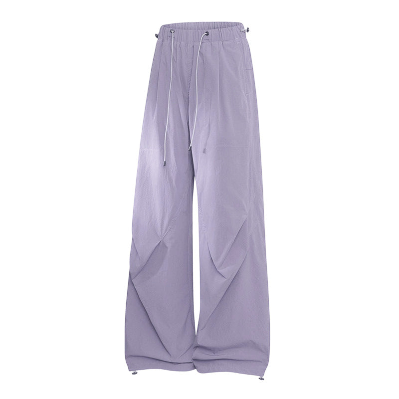 Damen Weite Palazzo-Hose mit Tunnelzugbund, drapierten Falten & verstellbarem Saum Nord Taschen