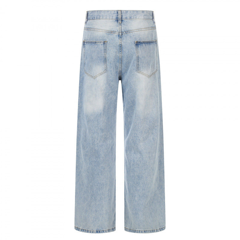 Damen Hochgeschnittene weite Jeanshose mit weitem Bein, Vintage‑Waschung und klassischem Taschen‑Design Nord Taschen