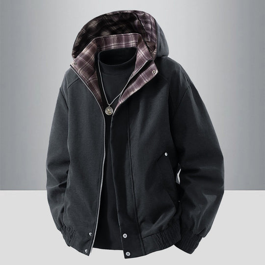 Herren Kapuzenjacke mit Karo-Futter Nord Taschen