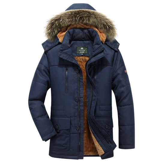 Herren Winterparka mit Teddyfutter, abnehmbarer Kunstfellkapuze und Multifunktionstaschen Nord Taschen