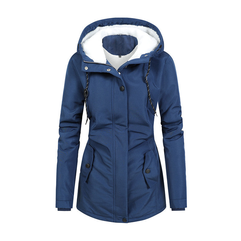 Damen Wasserabweisender Parka mit Teddyfutter, Kapuze und tailliertem Schnitt Nord Taschen